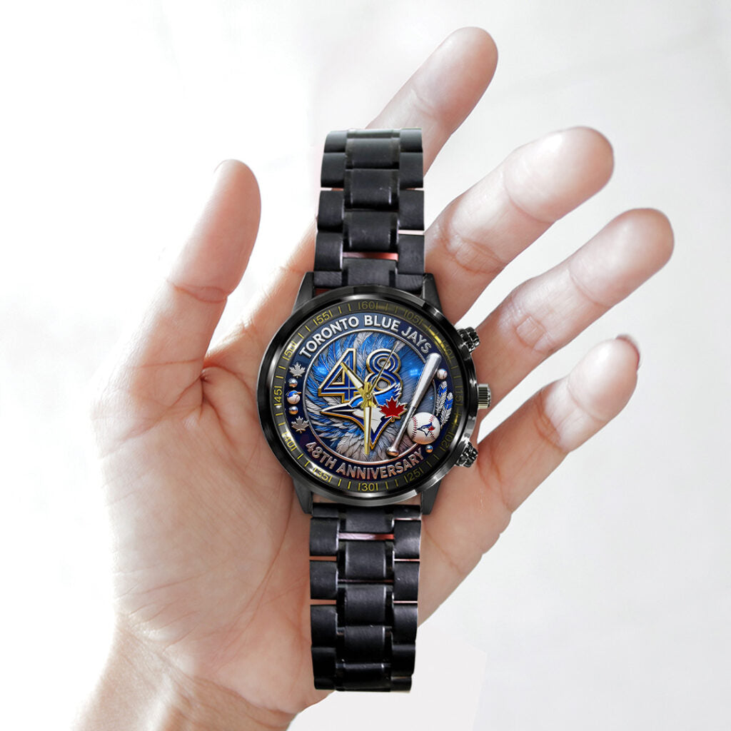 Toronto Blue Jays 48th Anniversary Black Stainless Steel Watch - TANTN17990