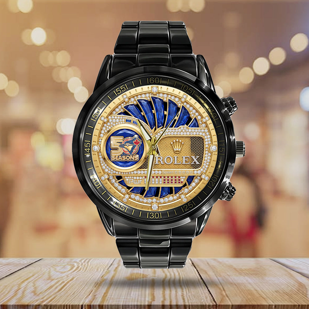 Toronto Blue Jays 50th Anniversary Black Stainless Steel Watch - GNE5944
