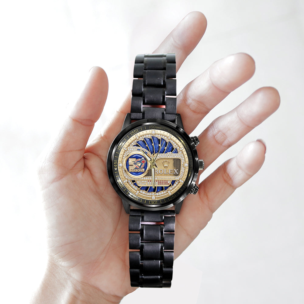 Toronto Blue Jays 50th Anniversary Black Stainless Steel Watch - GNE5944