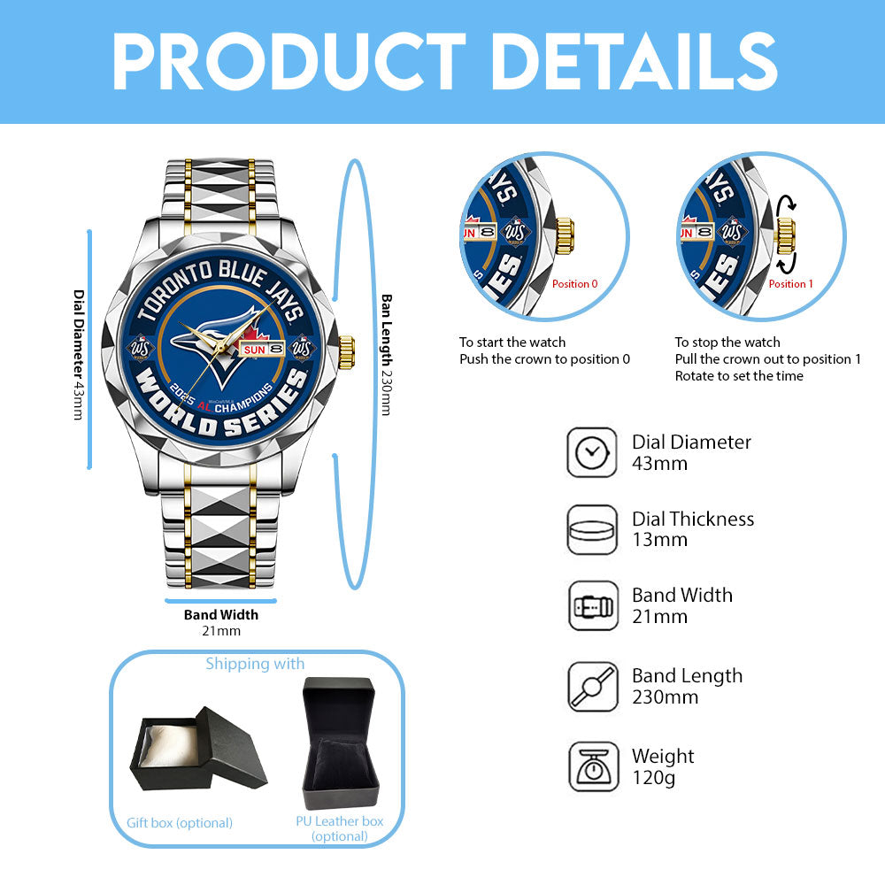 Toronto Blue Jays  2025 American League Champions Alloy Luxury Quartz Watch - TANTN17651