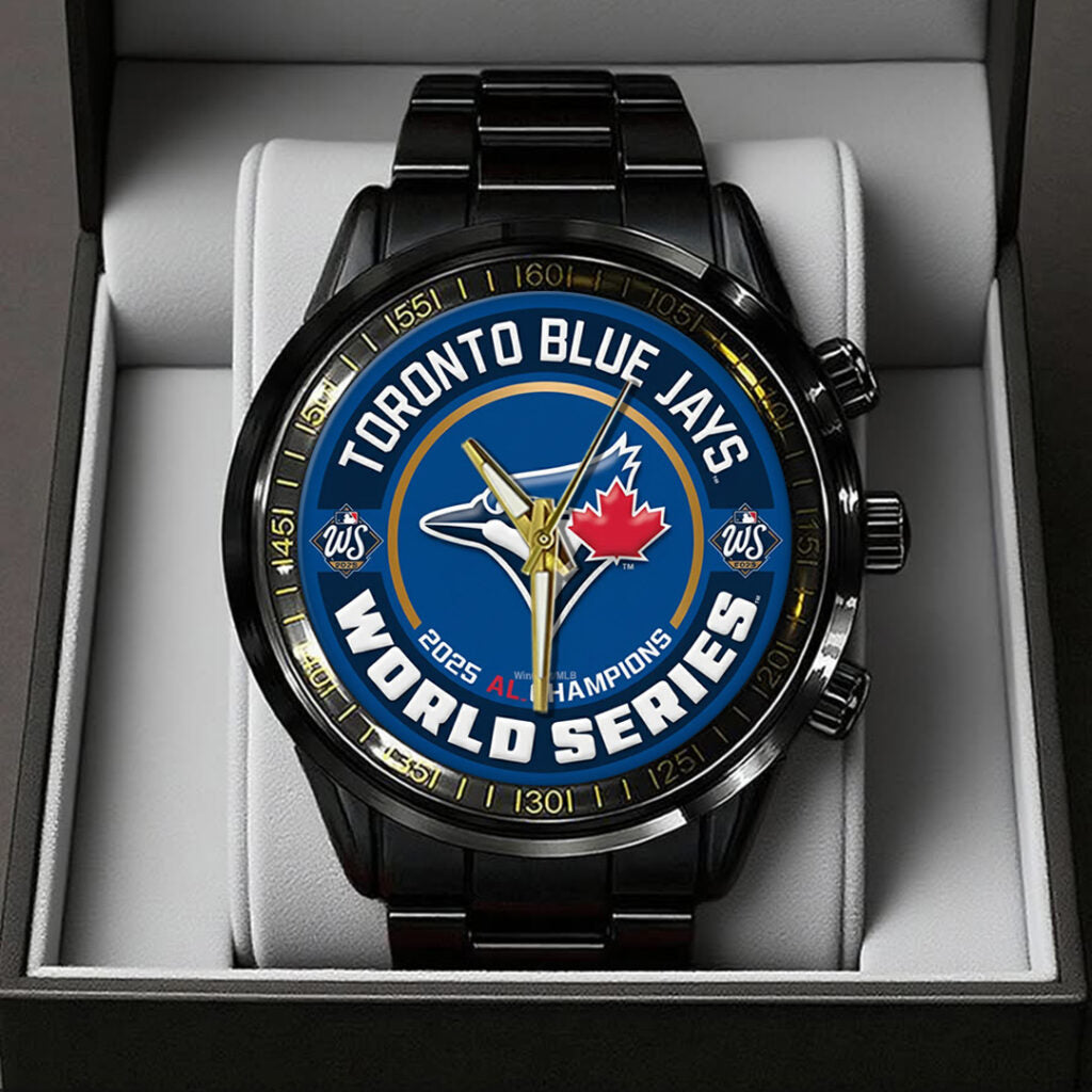 Toronto Blue Jays  2025 American League Champions Black Stainless Steel Watch - TANTN17652