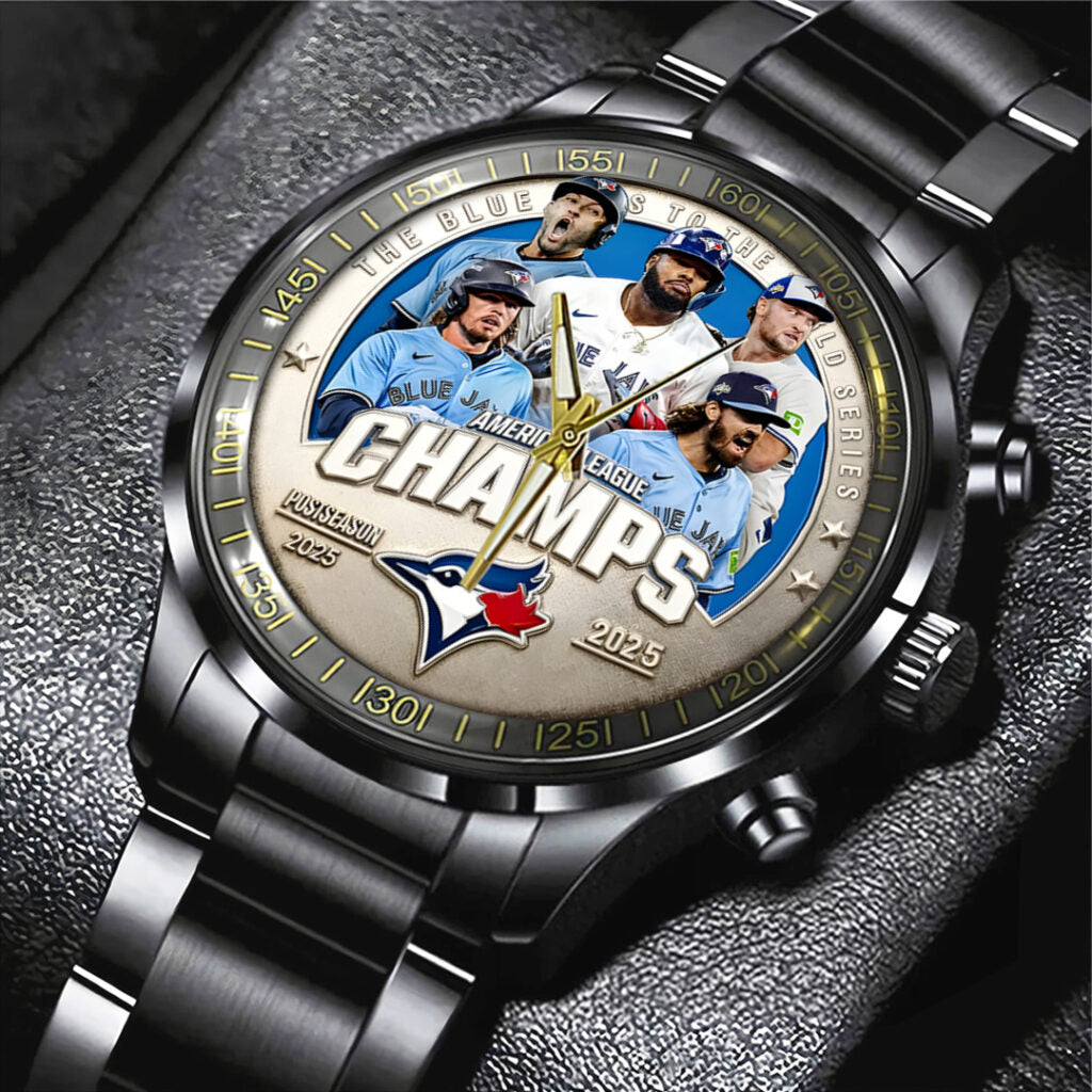 Toronto Blue Jays  2025 American League Champions Black Stainless Steel Watch - TANTN17712