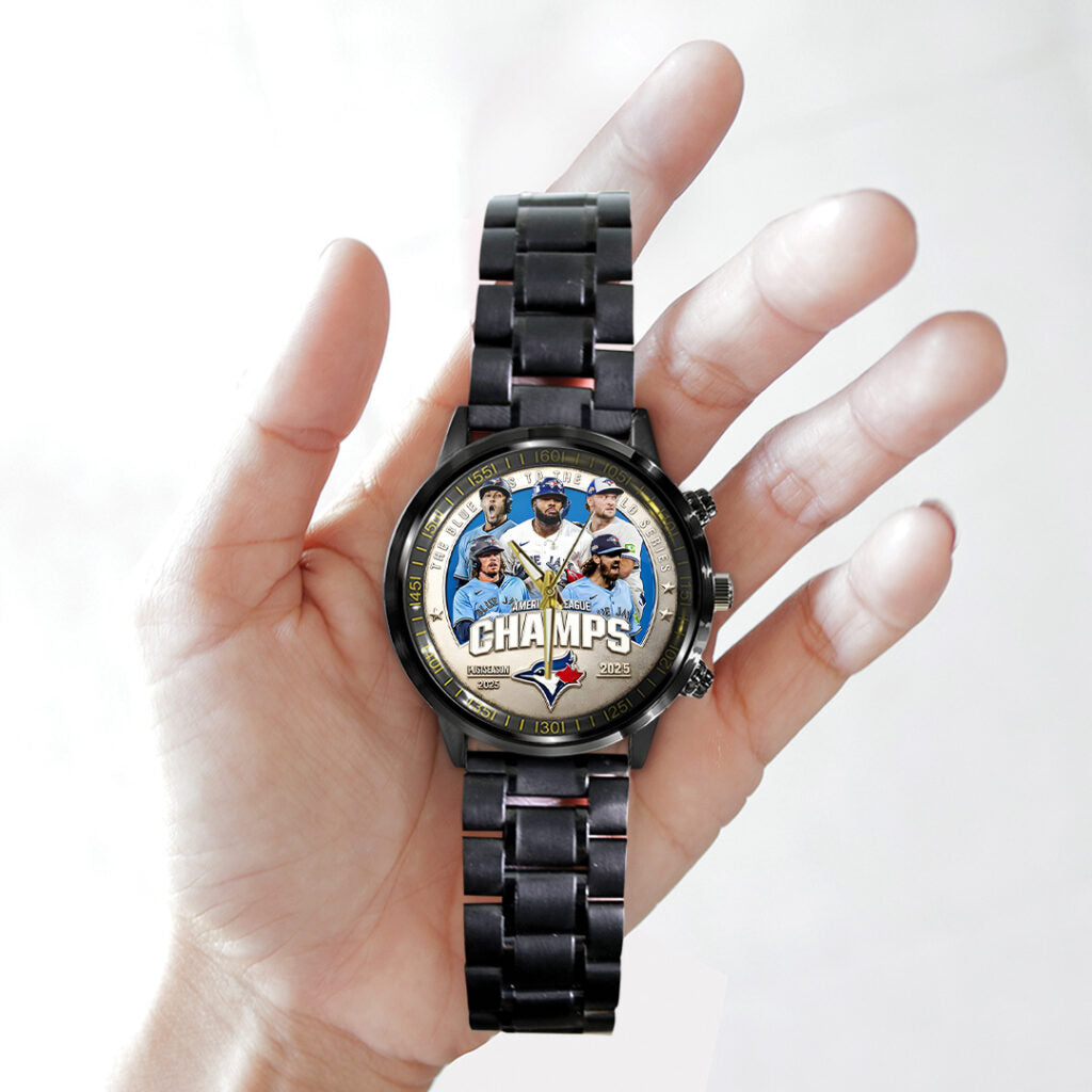 Toronto Blue Jays  2025 American League Champions Black Stainless Steel Watch - TANTN17712