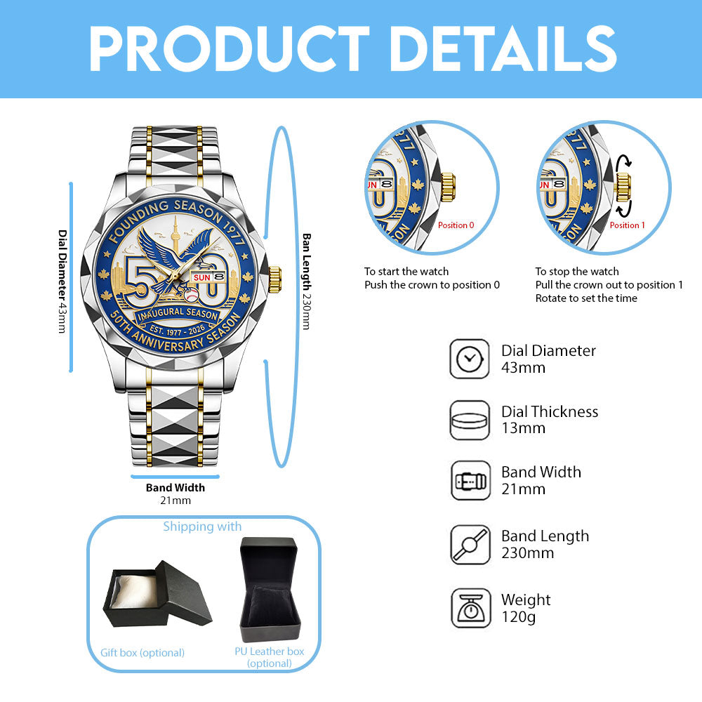 Toronto Blue Jays 50th Anniversary Alloy Luxury Quartz Watch - TANTN21526
