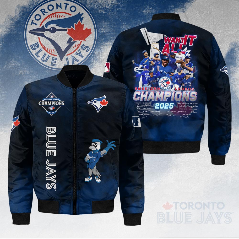 Toronto Blue Jays 2025 American League Champions 3D Bomber Jacket – HOATT14590