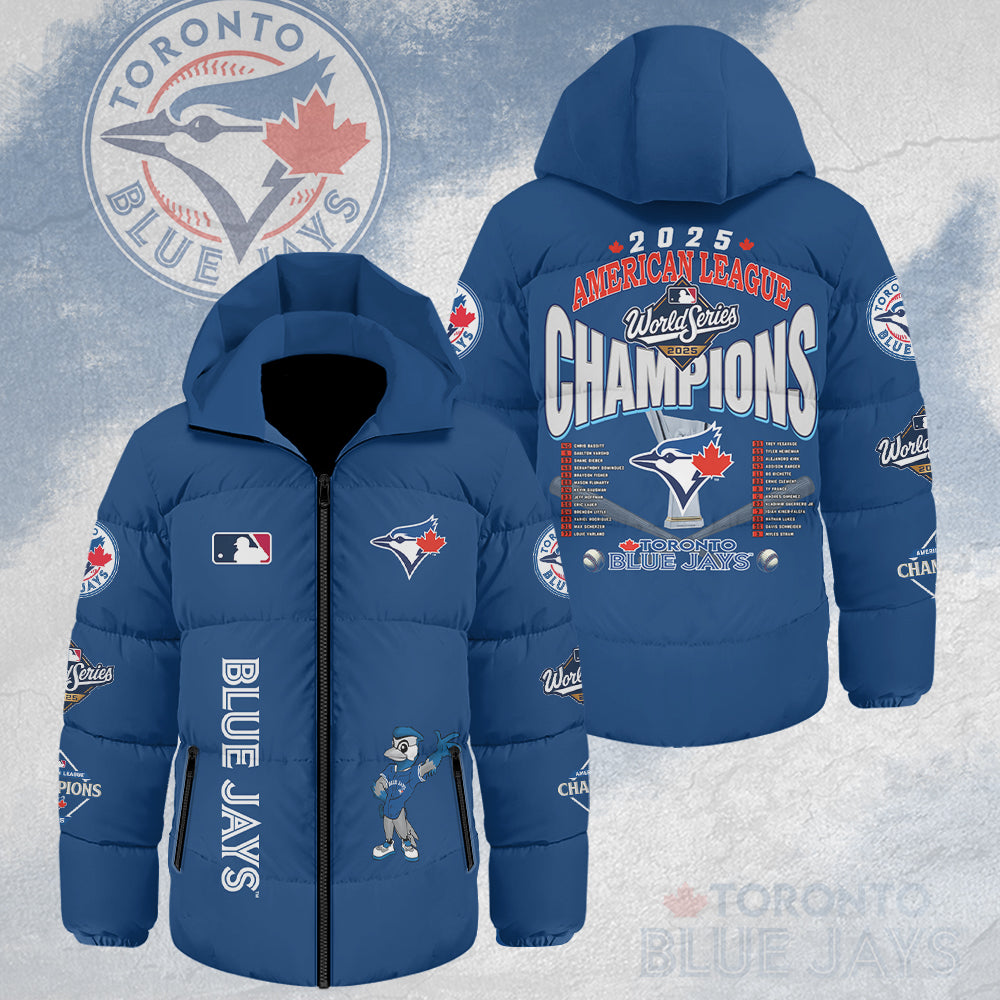 Toronto Blue Jays 2025 American League Champions Thickened Down Hooded Jacket – HOATT14695