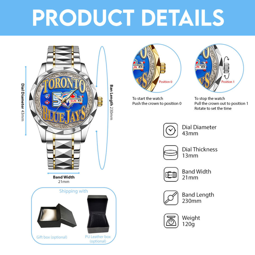 Toronto Blue Jays 50th Anniversary Alloy Luxury Quartz Watch - TANTN22420