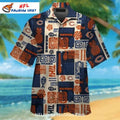 Tribal Pattern Chicago Bears Aloha Shirt With Tiki Elements