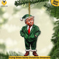 Trump Green Santa Christmas Ornament