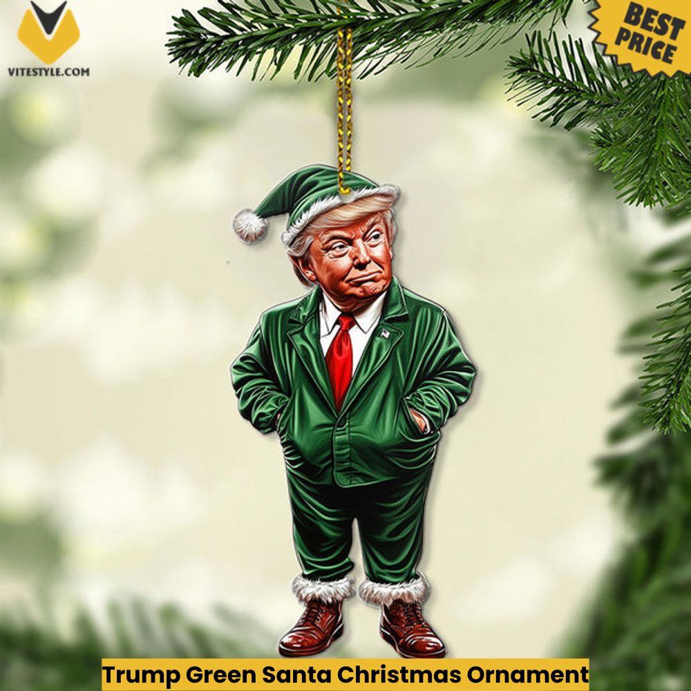Trump Green Santa Christmas Ornament
