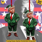 Trump Green Santa Christmas Ornament