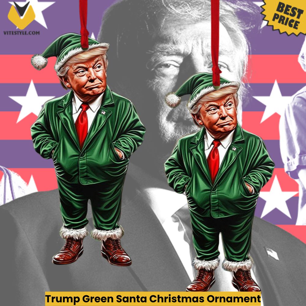 Trump Green Santa Christmas Ornament