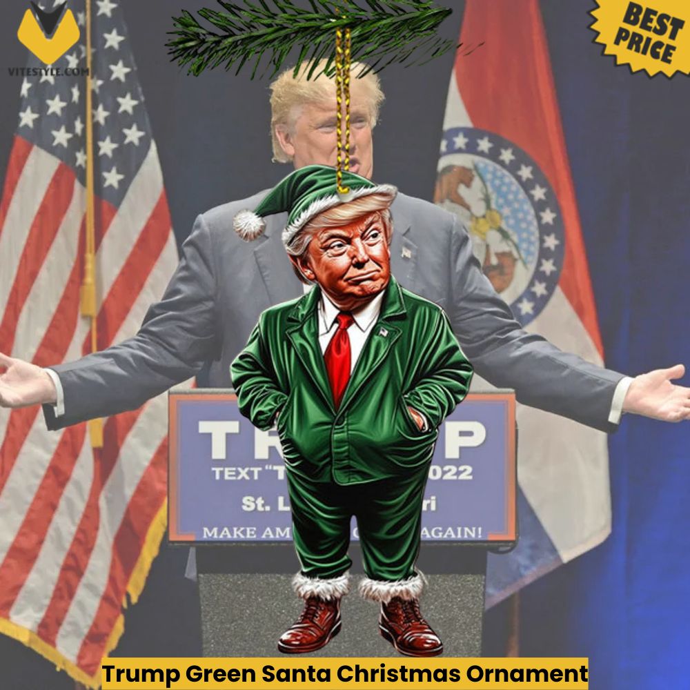 Trump Green Santa Christmas Ornament