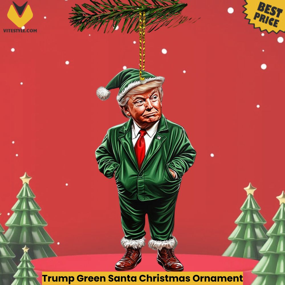 Trump Green Santa Christmas Ornament