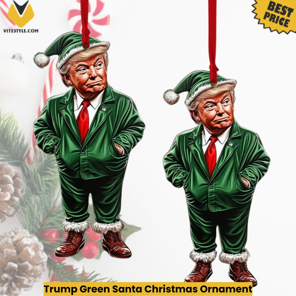 Trump Green Santa Christmas Ornament