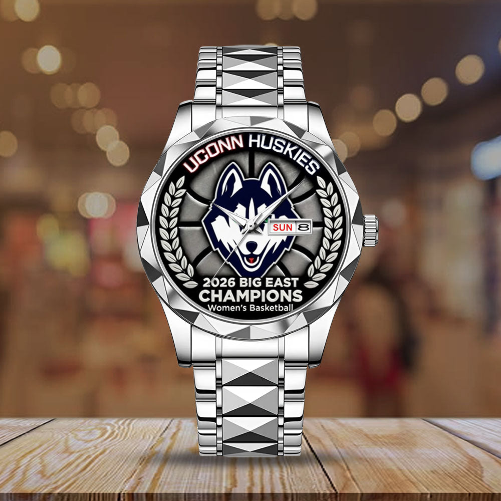 UConn Huskies Women’s Basketball 2026 Big East Champions Alloy Luxury Quartz Watch - GNE5398