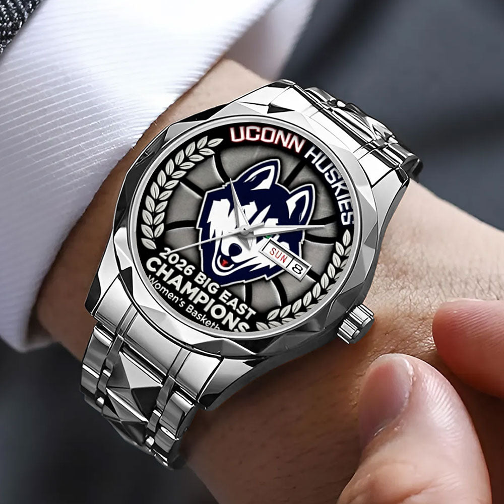 UConn Huskies Women’s Basketball 2026 Big East Champions Alloy Luxury Quartz Watch - GNE5398