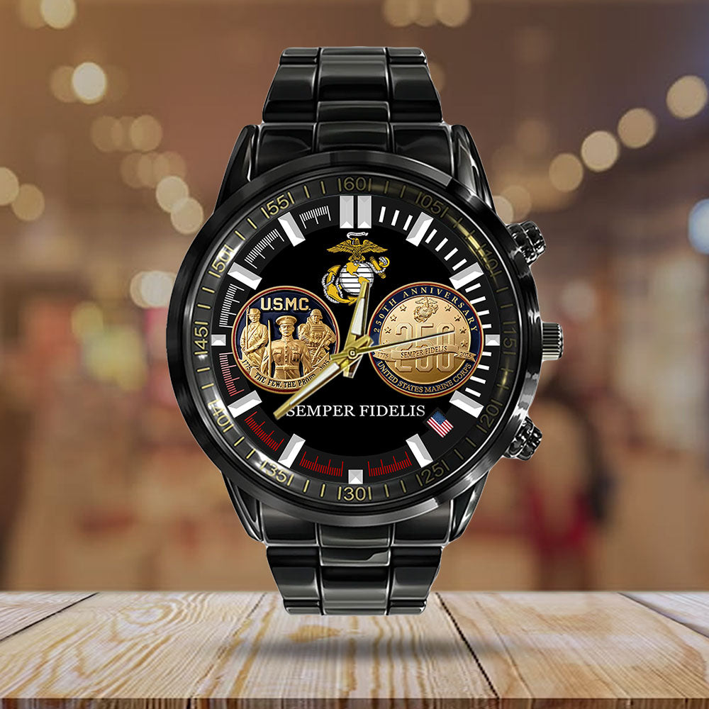 US Marine Corps Black Stainless Steel Watch - HOATT 11962