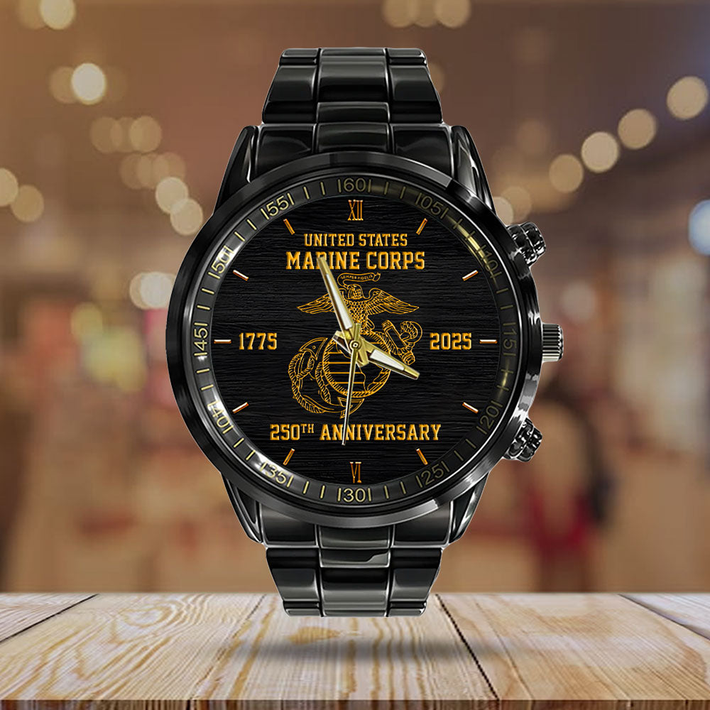 US Marine Corps Black Stainless Steel Watch - HOATT 11975