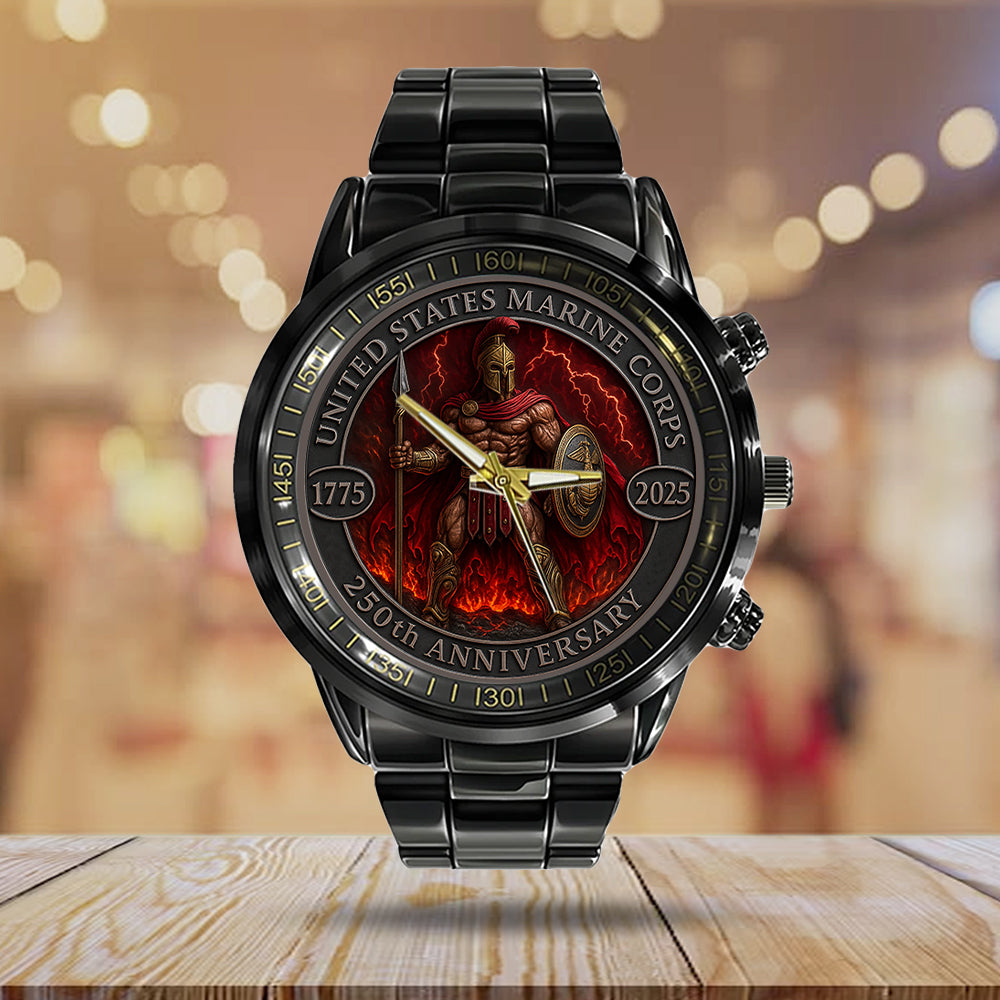 US Marine Corps Black Stainless Steel Watch - MAITM 12331