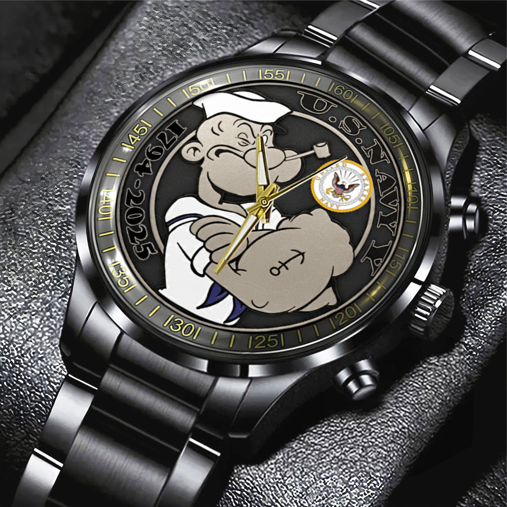 US Navy Black Stainless Steel Watch - TMTHU1003