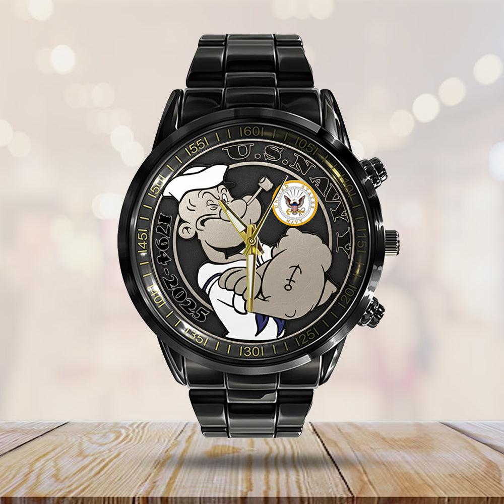 US Navy Black Stainless Steel Watch - TMTHU1003