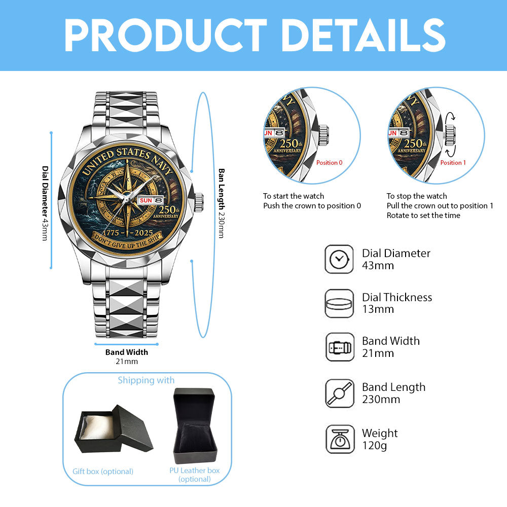 US Navy 250th Anniversary Alloy Luxury Quartz Watch - MAITM12724