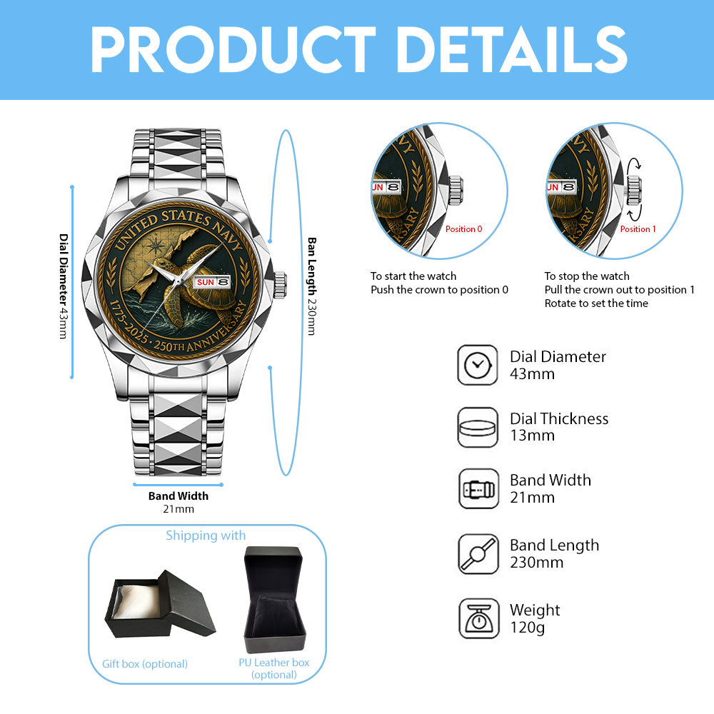 US Navy 250th Anniversary Alloy Luxury Quartz Watch - MAITM13193