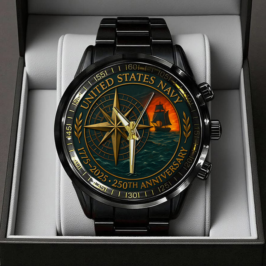 US Navy 250th Anniversary Black Stainless Steel Watch - TANTN17236