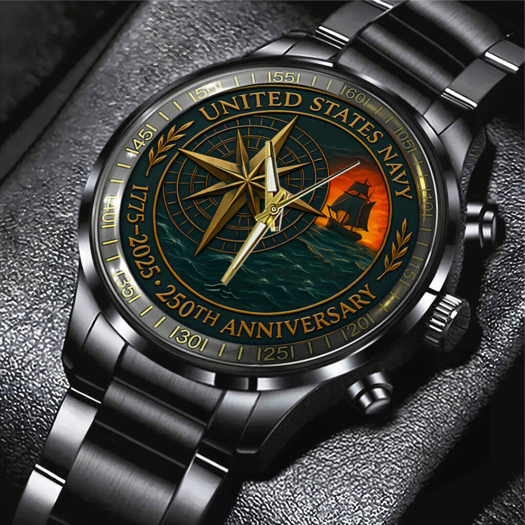 US Navy 250th Anniversary Black Stainless Steel Watch - TANTN17236