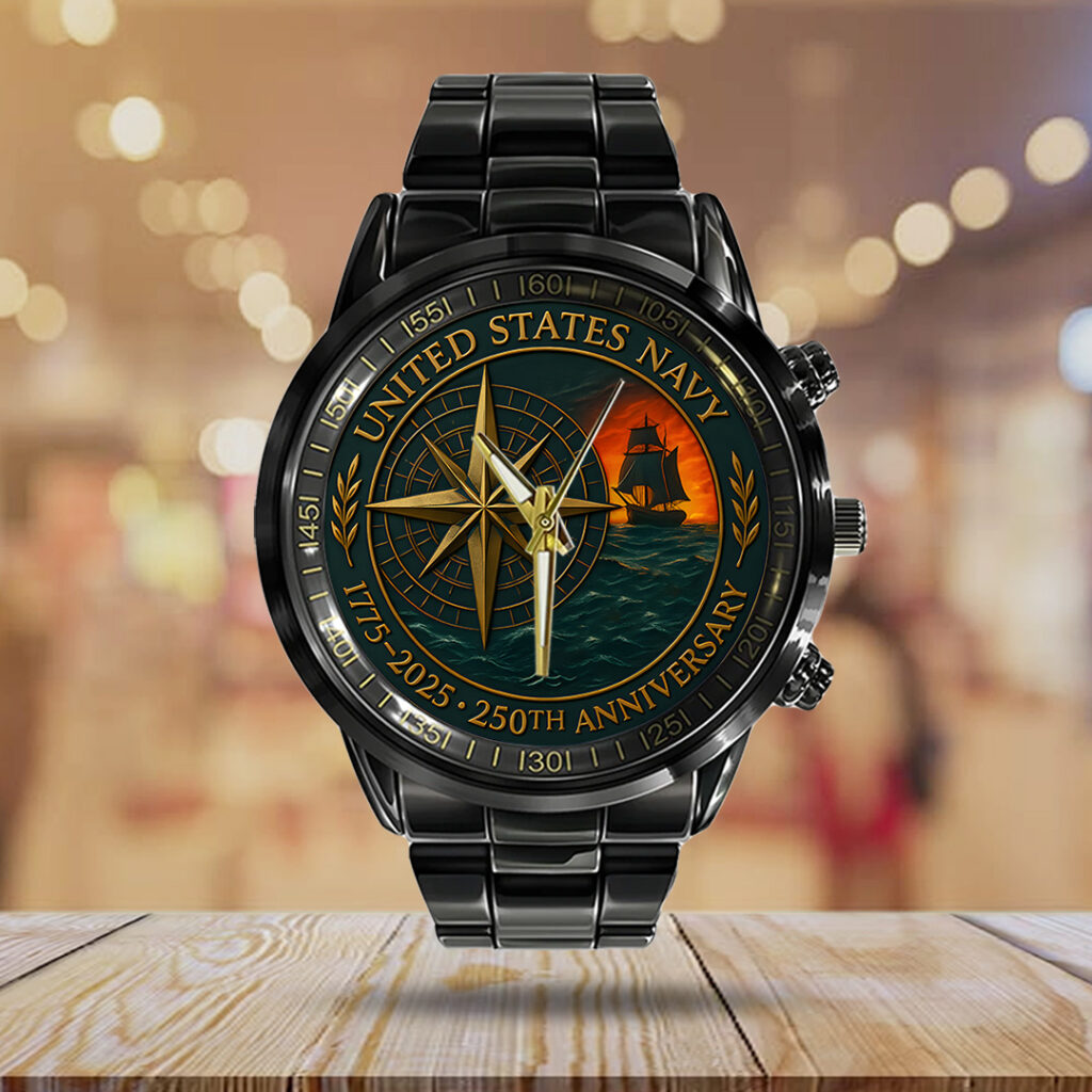 US Navy 250th Anniversary Black Stainless Steel Watch - TANTN17236