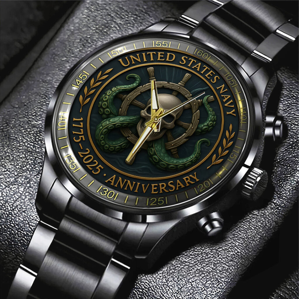 US Navy 250th Anniversary Black Stainless Steel Watch – TANTN17543
