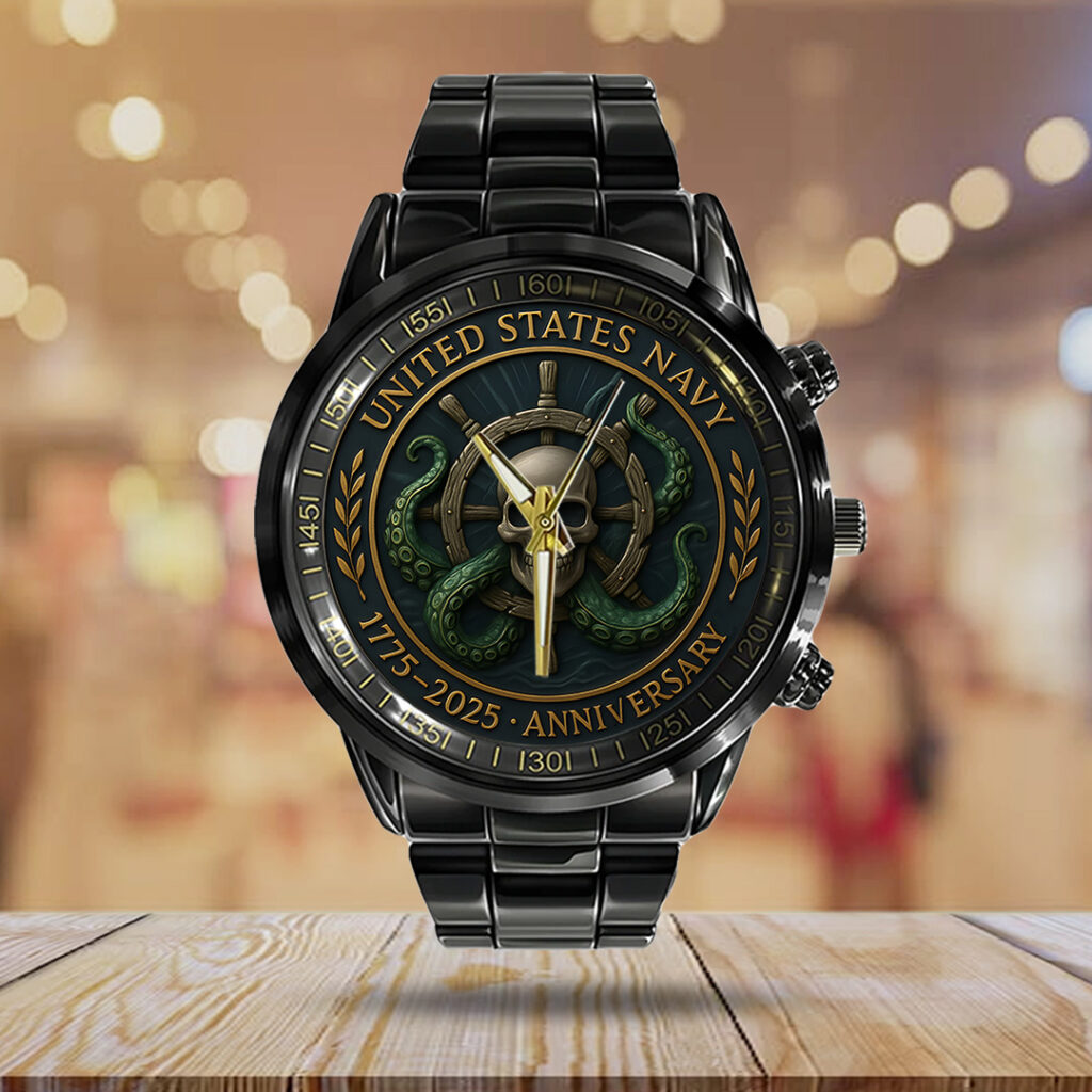 US Navy 250th Anniversary Black Stainless Steel Watch – TANTN17543