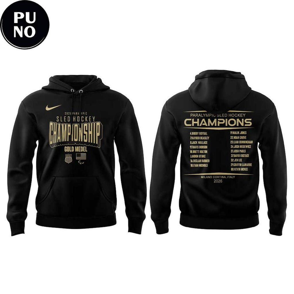 U.S. Paralympic Sled Hockey Team 2026 Winter Olympics Gold Medal Champions Hoodie T-Shirt