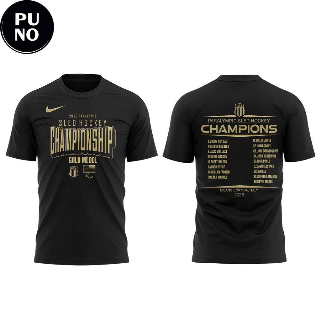 U.S. Paralympic Sled Hockey Team 2026 Winter Olympics Gold Medal Champions Hoodie T-Shirt