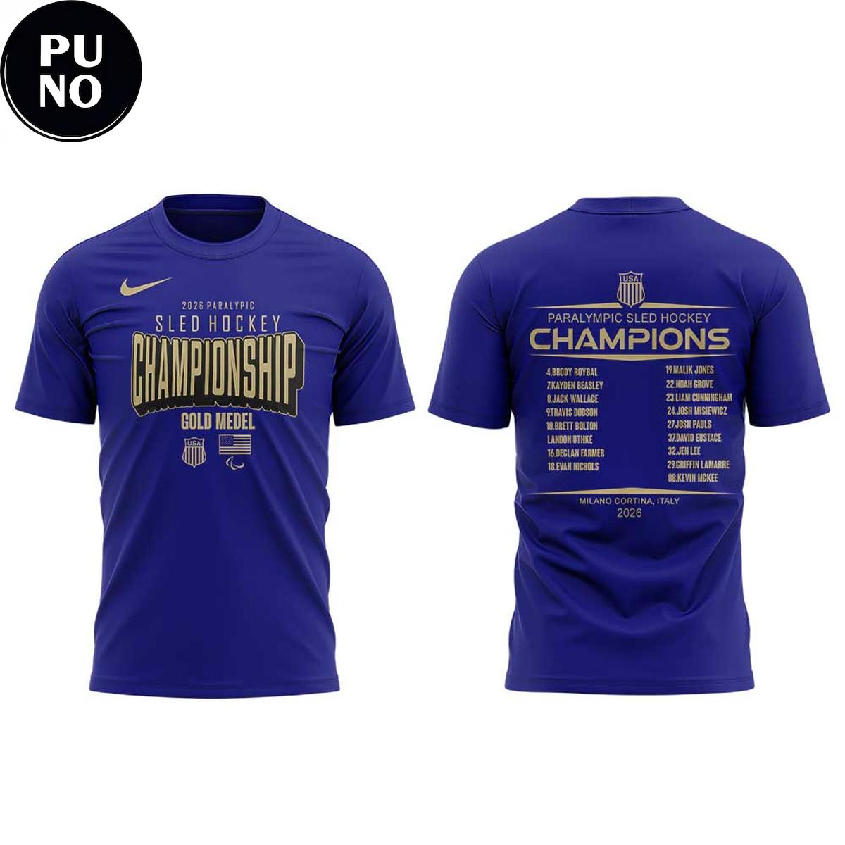 U.S. Paralympic Sled Hockey Team 2026 Winter Olympics Gold Medal Champions Hoodie T-Shirt