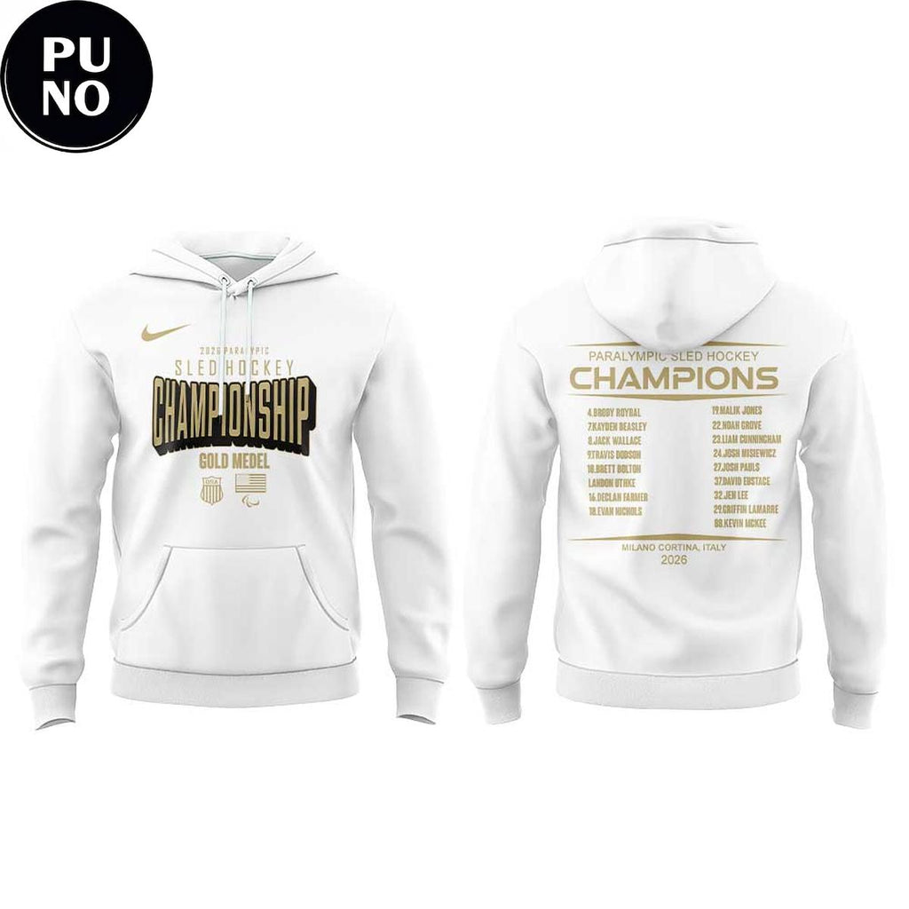 U.S. Paralympic Sled Hockey Team 2026 Winter Olympics Gold Medal Champions Hoodie T-Shirt