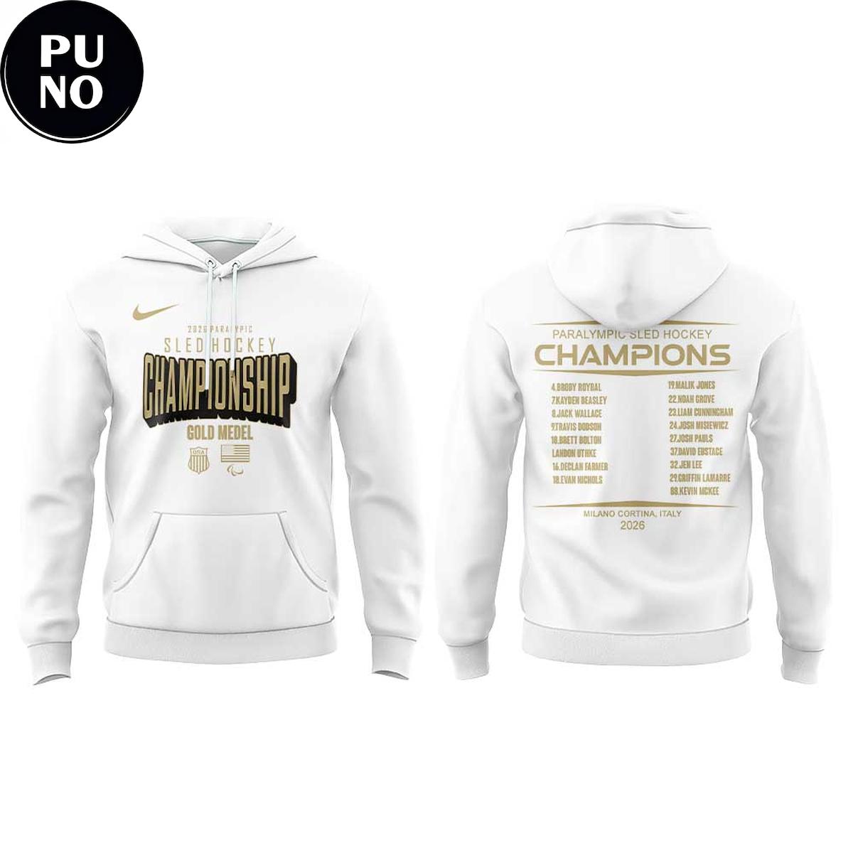 U.S. Paralympic Sled Hockey Team 2026 Winter Olympics Gold Medal Champions Hoodie T-Shirt