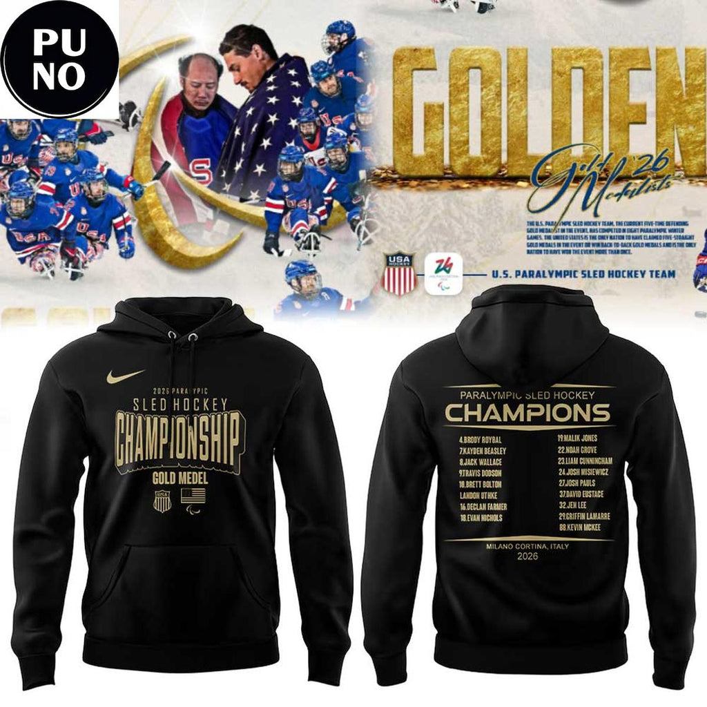 U.S. Paralympic Sled Hockey Team 2026 Winter Olympics Gold Medal Champions Hoodie T-Shirt