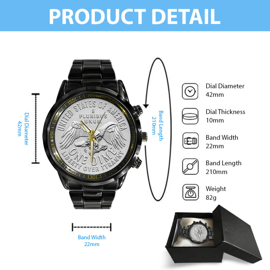 America250 Black Stainless Steel Watch - TANTN21685