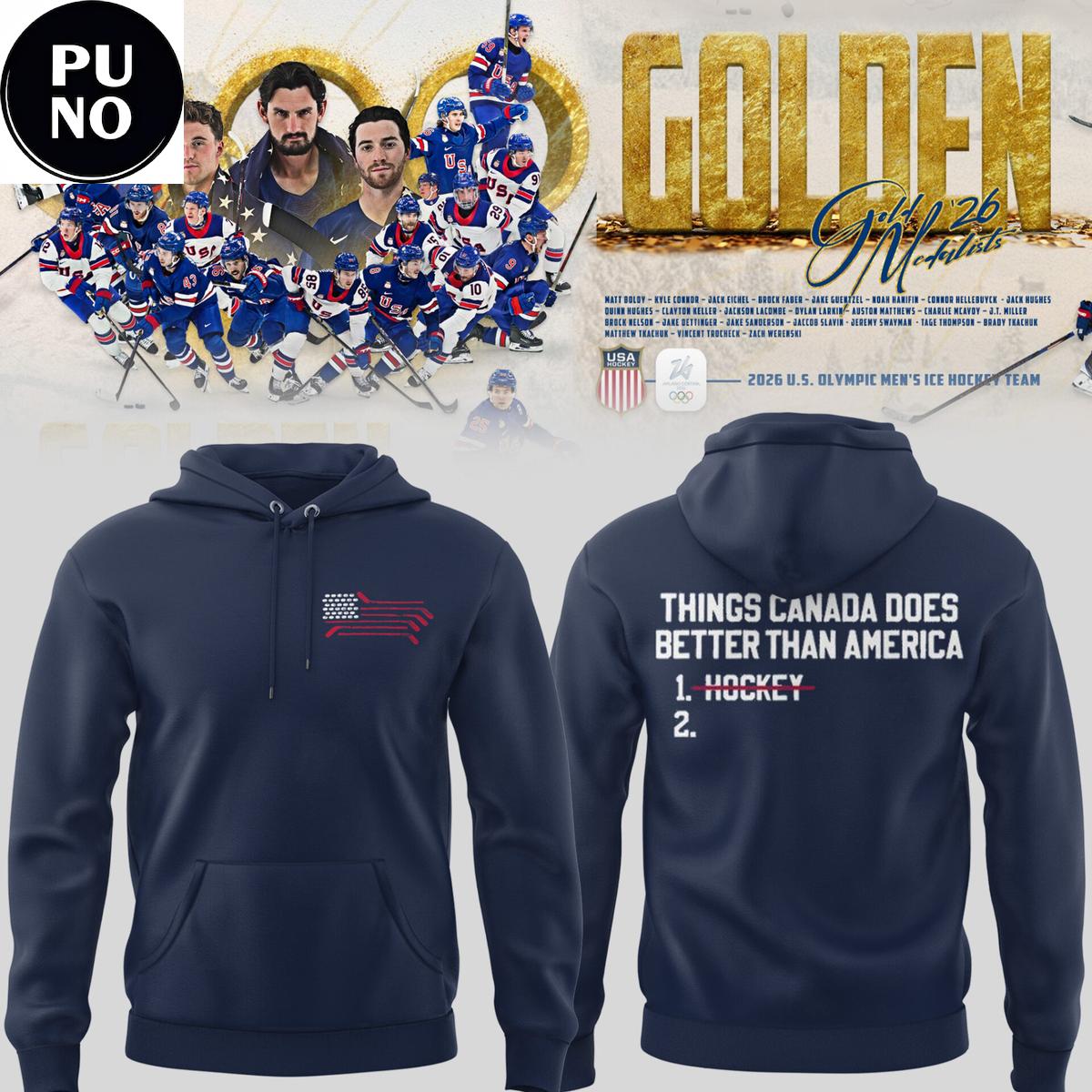 USA Ice Hockey 2026 Milan Olympics Golden Team Hoodie T-Shirt