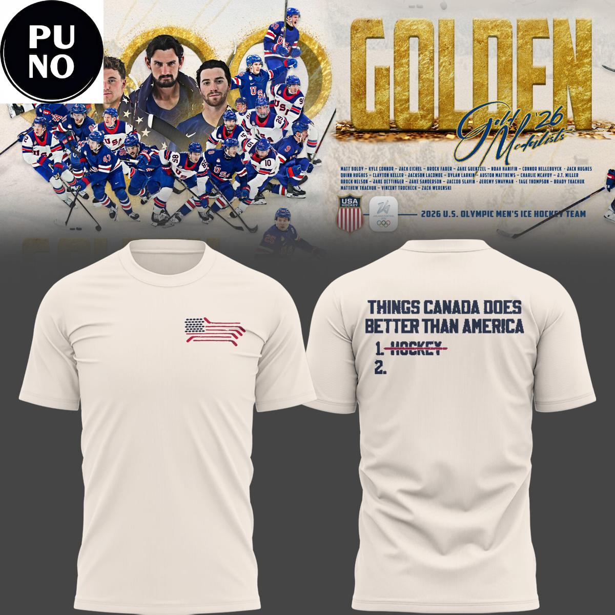 USA Ice Hockey 2026 Milan Olympics Golden Team Hoodie T-Shirt