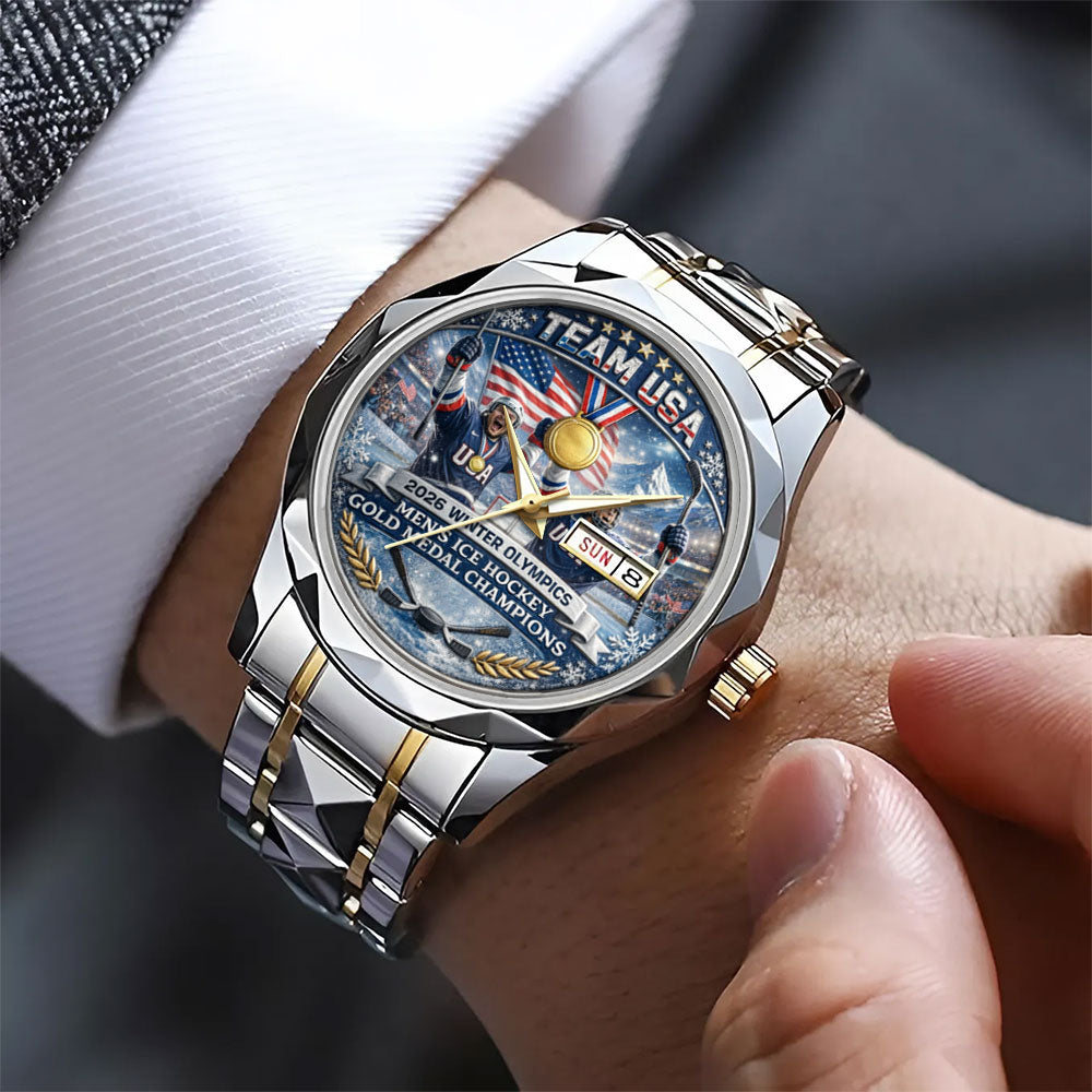 USA Men’s Hockey 2026 Winter Olympics Gold Medal Alloy Luxury Quartz Watch - MAITM14917
