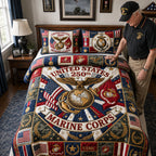 USMC 250th Anniversary Quilt Bedding Set