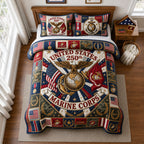 USMC 250th Anniversary Quilt Bedding Set