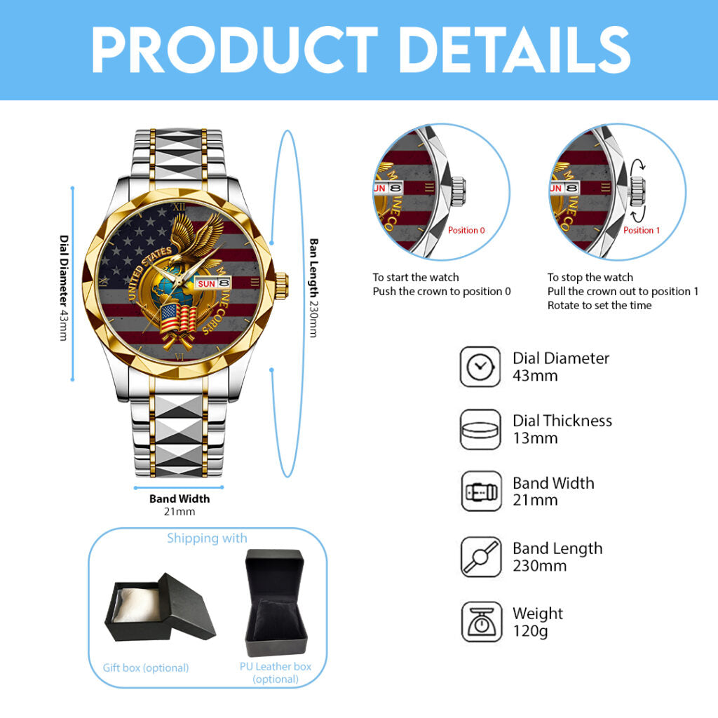US Marine Corps Alloy Luxury Quartz Watch - TMTHU 241