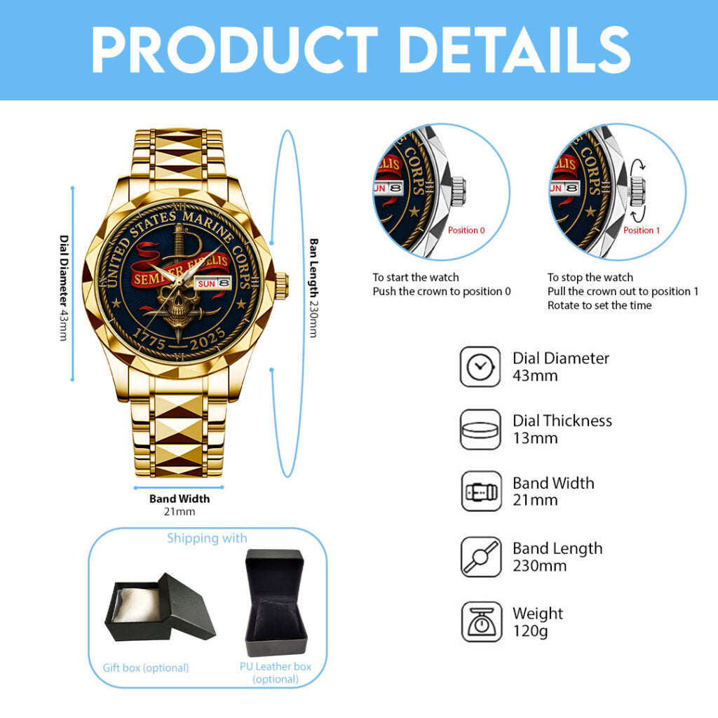 US Marine Corps 250th Anniversary Alloy Luxury Quartz Watch - HOATT13651