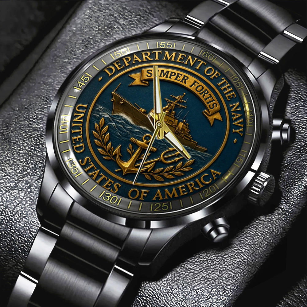 US Navy Black Stainless Steel Watch – TANTN19044