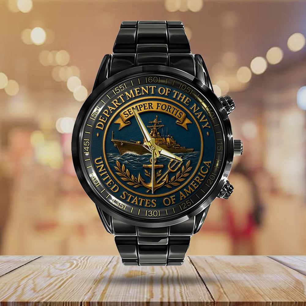 US Navy Black Stainless Steel Watch – TANTN19044