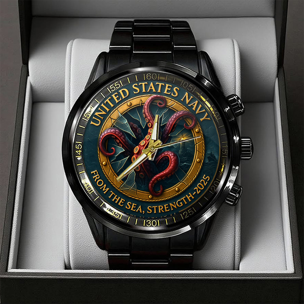 US Navy 250th Anniversary Black Stainless Steel Watch – TANTN17365